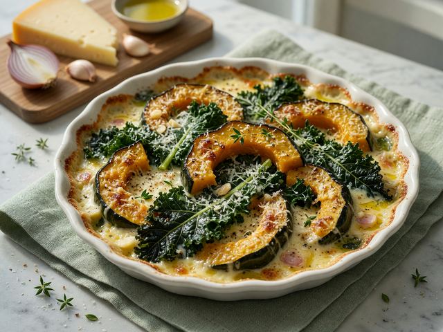 Acorn Squash and Kale Gratin