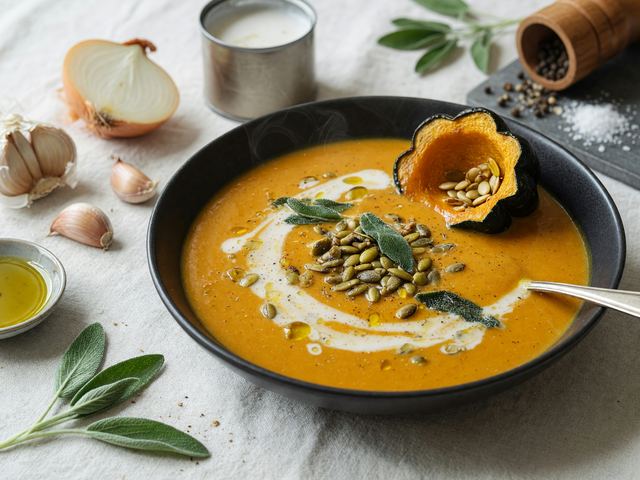 Acorn Squash Soup with Toasted Pepitas