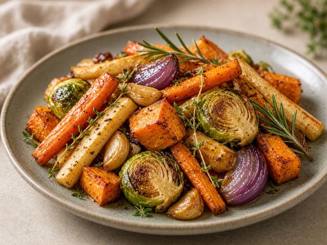 Apple Cider Glazed Root Vegetables