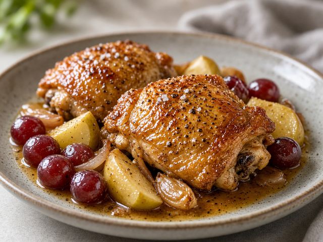 Apple-Glazed Chicken with Grapes