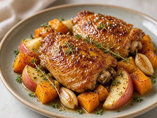 Apple Glazed Chicken with Squash
