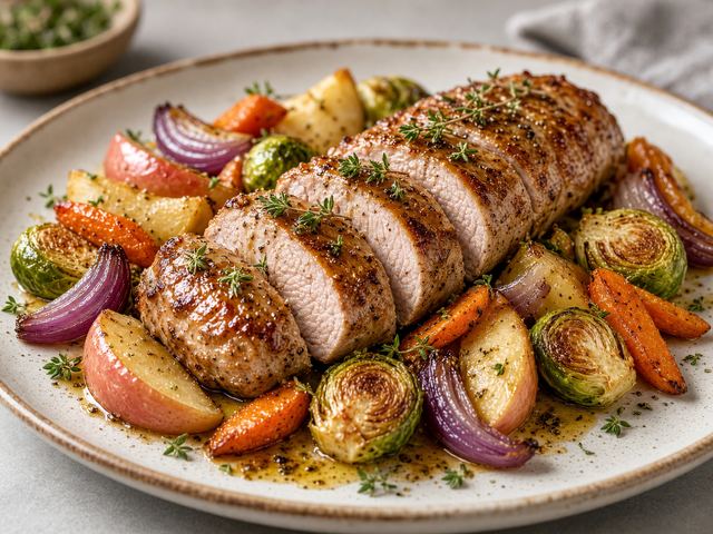 Apple Glazed Pork Tenderloin Sheet Pan