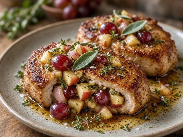 Apple & Grape Stuffed Pork Chops