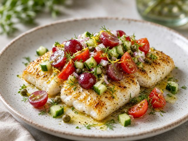 Baked Cod with Grape Relish