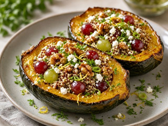 Baked Squash Stuffed with Grapes
