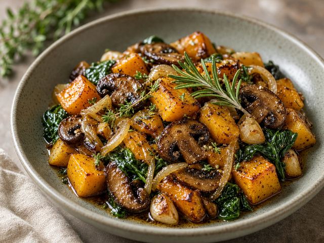 Balsamic Mushroom & Squash Skillet