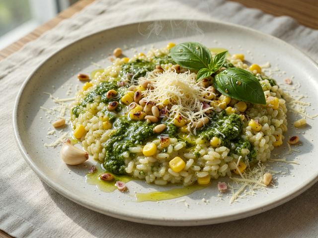 Basil Pesto Corn Risotto