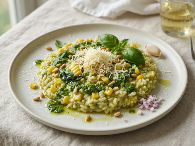 Basil Pesto Corn Risotto