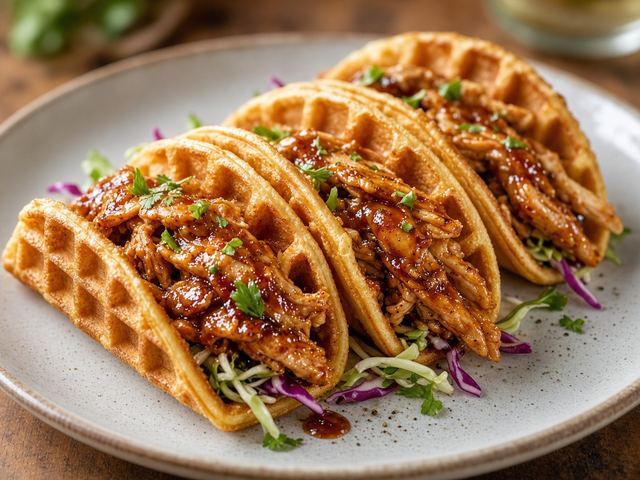BBQ Pulled Chicken Waffle Tacos