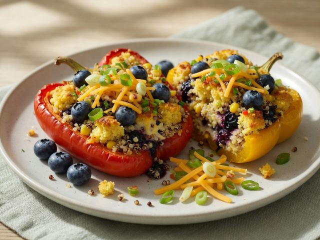 Blueberry Cornbread Stuffed Peppers