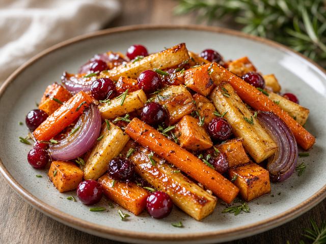 Cranberry Glazed Root Vegetable Medley