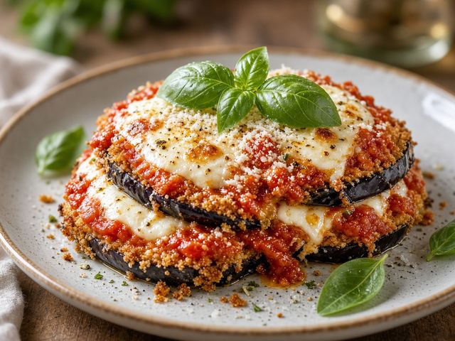 Eggplant Parmesan with Fresh Basil