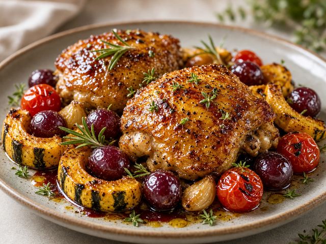 Grape-Glazed Chicken with Squash