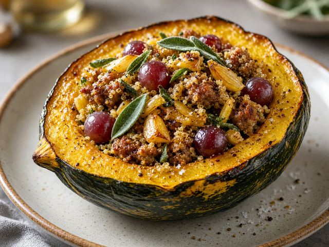 Grape & Sausage Stuffed Squash
