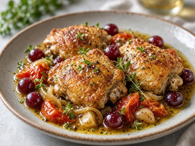 Grape & Tomato Braised Chicken with Herbs
