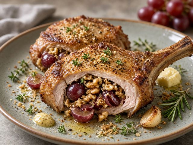 Grape & Walnut Stuffed Pork Chops