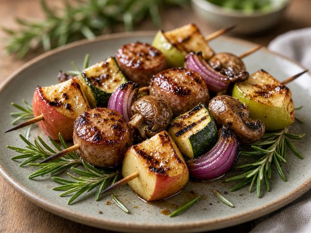 Grilled Apple & Sausage Harvest Skewers