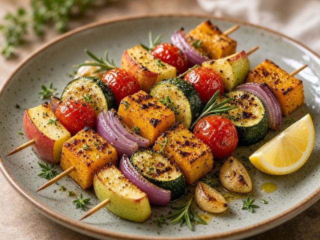Grilled Apple & Squash Vegetable Skewers
