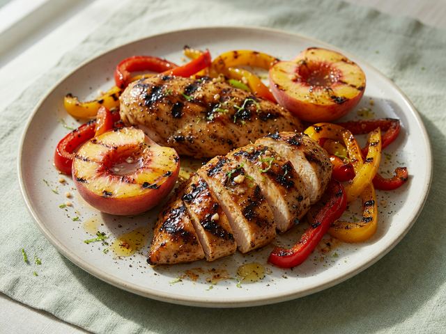 Grilled Peach Chicken with Peppers