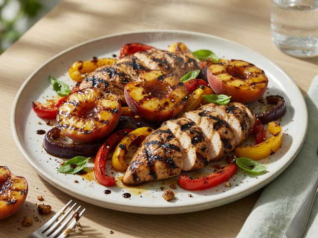 Grilled Peach Chicken with Peppers