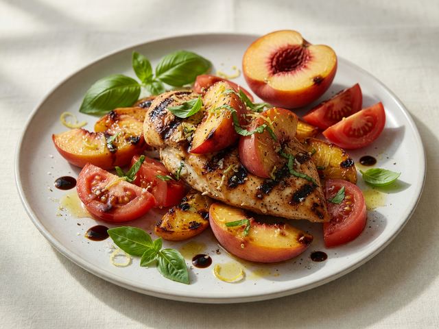 Grilled Peach & Tomato Chicken