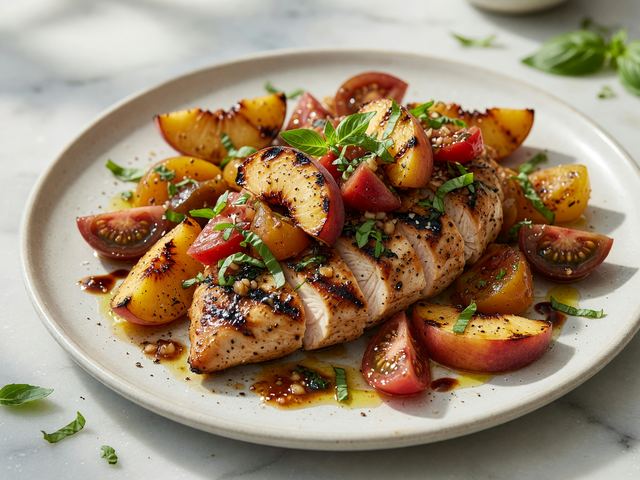 Grilled Peach & Tomato Chicken