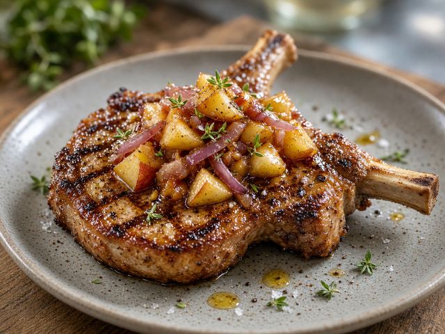 Grilled Pork Chops with Pear Chutney