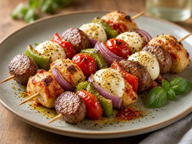 Grilled Sausage Pizza Skewers