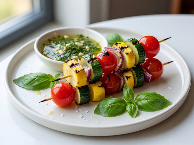 Grilled Squash & Tomato Skewers