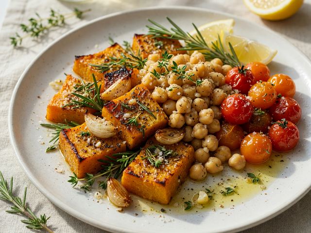 Herb Roasted Squash & Tomatoes
