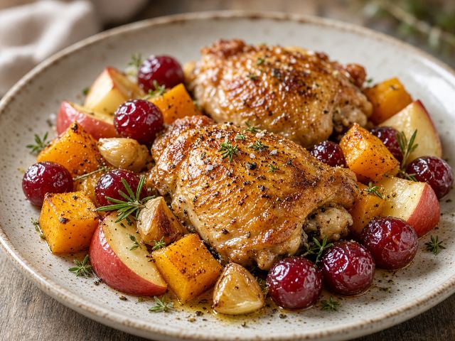 Herb-Roasted Squash with Apples & Grapes