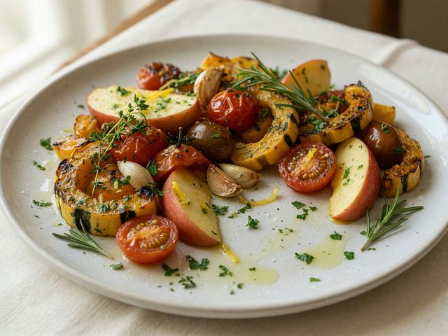 Herb Roasted Squash with Apples & Tomatoes