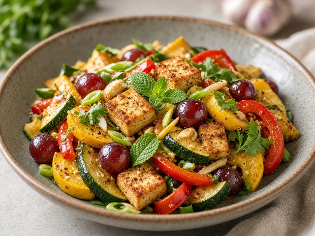 Herb Squash Stir-Fry with Grapes