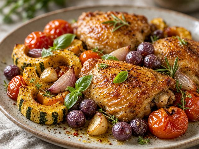 Late Tomato & Herb Sheet Pan Chicken