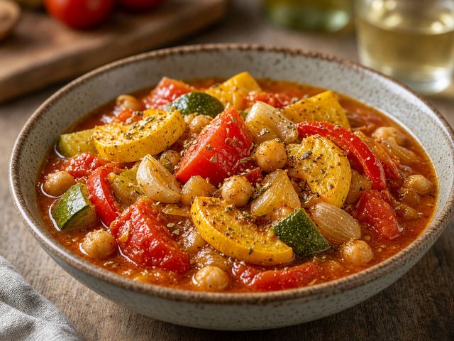 Late Tomato & Squash Skillet Stew