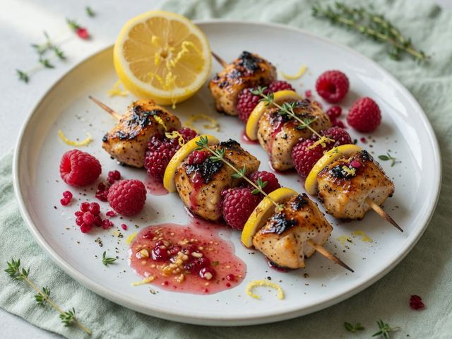 Lemon Raspberry Chicken Skewers