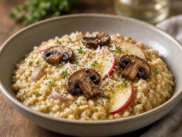 Mushroom Apple Farro Risotto