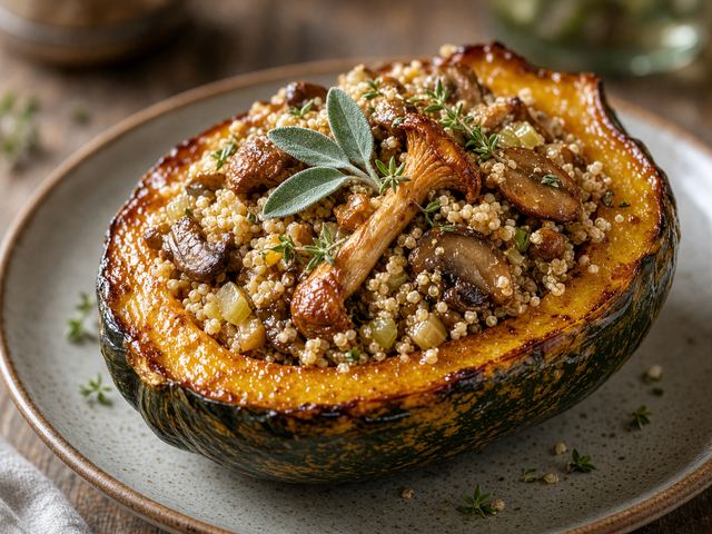 Mushroom Stuffed Acorn Squash