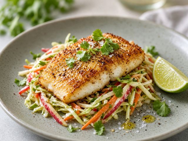 Pan-Seared Fish with Apple Slaw
