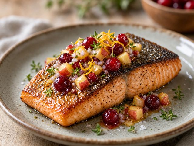 Pan-Seared Salmon with Cranberry Relish