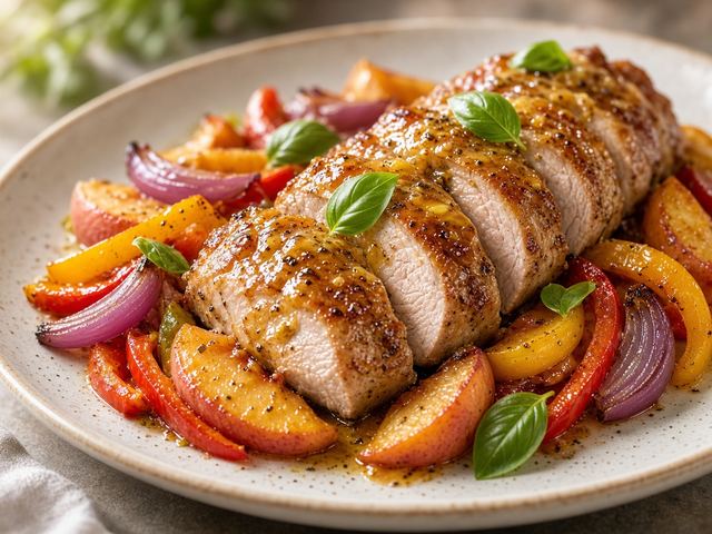 Peach Glazed Pork Tenderloin Platter
