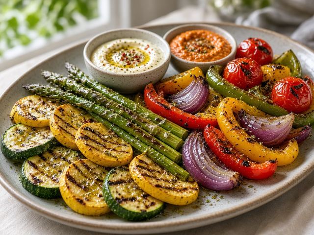 Platter of Grilled Veggies & Dips
