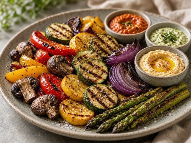 Platter of Grilled Veggies & Dips