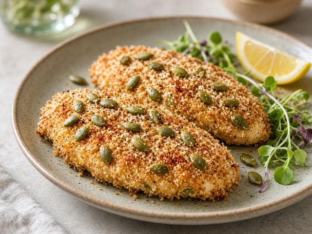 Pumpkin Seed Crusted Chicken Cutlets