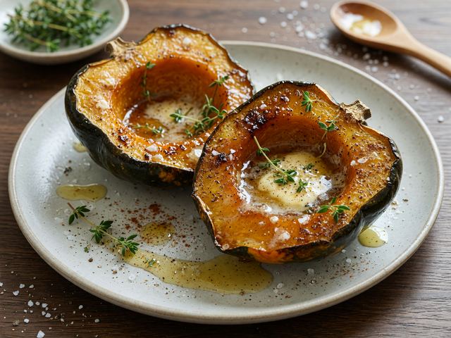Roasted Acorn Squash Halves with Maple Butter