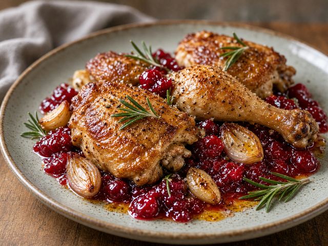 Roasted Chicken with Fresh Cranberry Sauce
