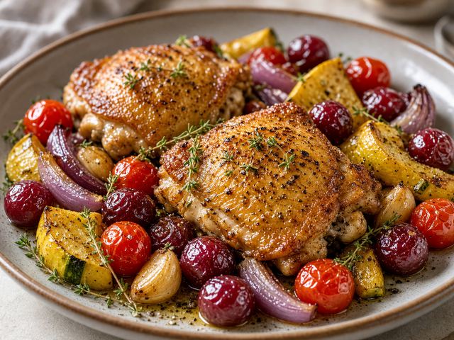 Roasted Grape Tomato Sheet Pan Chicken