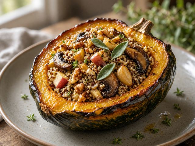 Roasted Mushroom Stuffed Squash