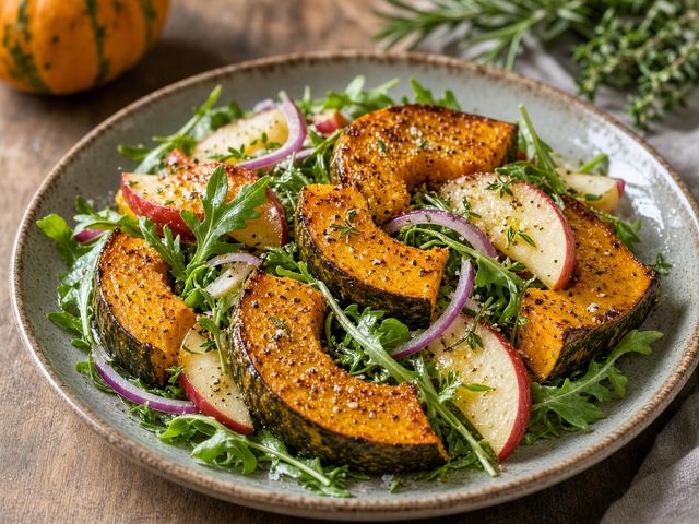 Roasted Pumpkin with Apple Herb Salad