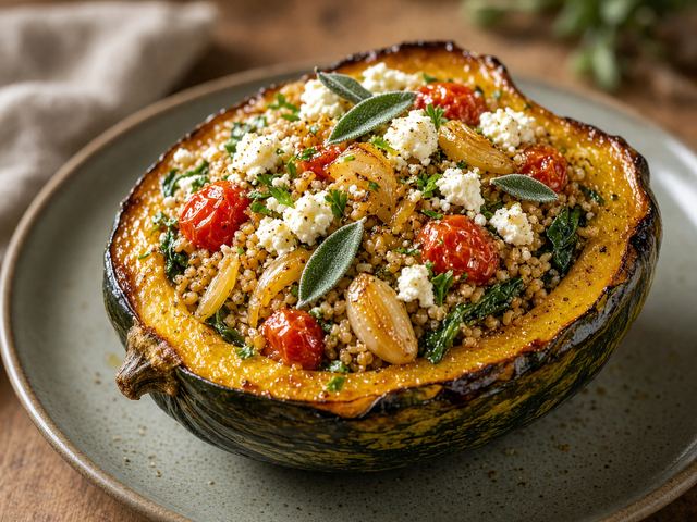 Roasted Vegetable & Farro Stuffed Squash